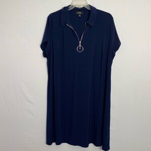 Navy Blue Zip-Up Dress
